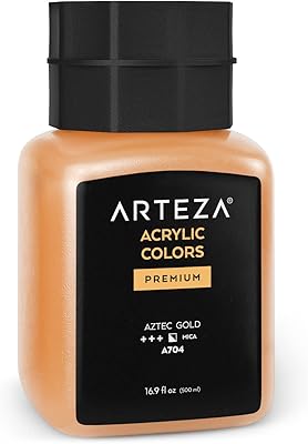 Peinture acrylique arteza a704 aztec gold, 16,8 fl oz, pot de 500 ml
