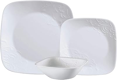 Corel vitrell chairish ménagère 18 pièces en relief 3271aa, blanc, hauteur 28,4 x