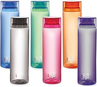 Ensemble de bouteilles en plastique incassables h2o cello, 1 litre, lot de 6