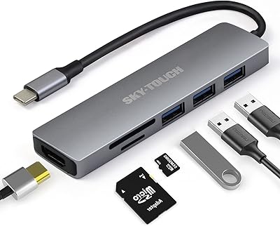 Adaptateur usb c multiport - dongle portable en aluminium 6 en 1 avec