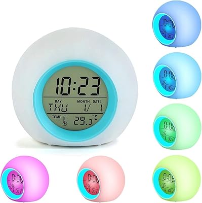 Réveil led castowave pour enfants veilleuse à 7 couleurs changeantes boule colorée