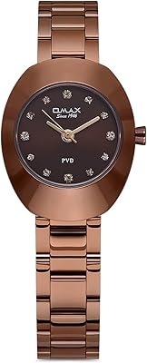 Montre analogique en métal 34 mm avec cadran rond et bracelet noir