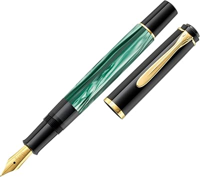 Stylo plume soveran pelican m200 pointe fine marbre vert 1 pièce