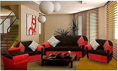 Ensemble de canapés de salon moderne (4 pièces, noir/rouge)