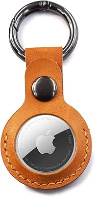 Étui de protection en cuir véritable avec porte-clés pour apple airtage avec porte-clés