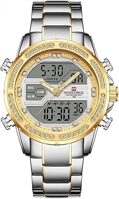 Montre naviforce pour homme - casual dual time étanche, bracelet
