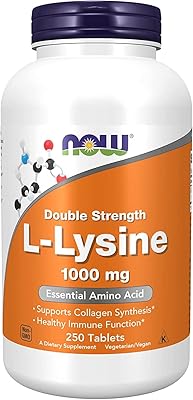 Now supplements, l-lysine (chlorhydrate de lysine) 1000 mg, double concentration, acide aminé, 250