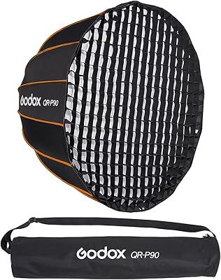 Godox qr-p90 softbox à dégagement rapide 35,4"/90 cm avec grille en nid d'abeille