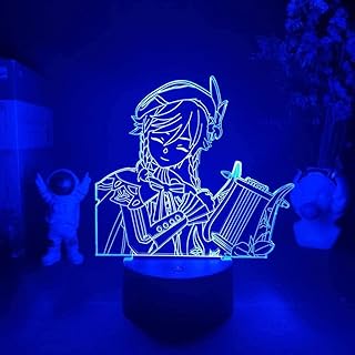 Lampe d'illusion 3d anime genshin impact fenty paimon barbatos pour salle de jeux