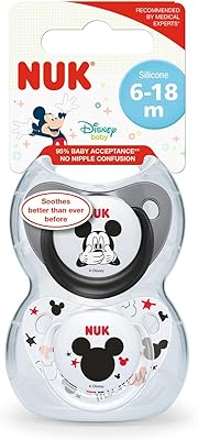 Sucette en silicone nuk trendline, disney mickey mouse, gris, 6-18 mois, paquet