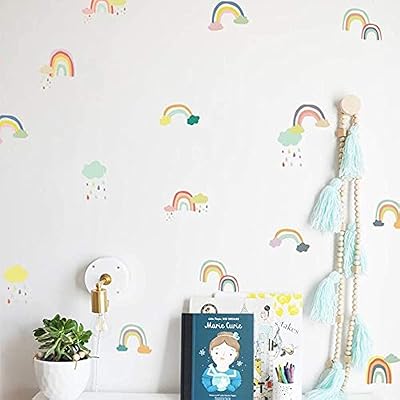 Stickers muraux arc-en-ciel pour décoration de chambre de maternelle, pvc auto-adhésif imperméable