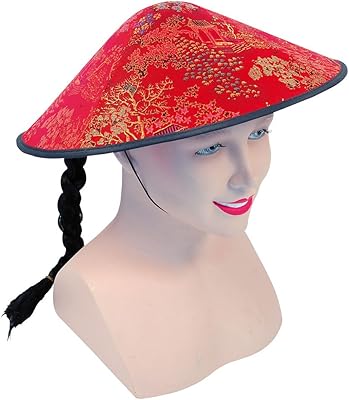 Bristol nouveauté bh441 coolie chinois en tissu rouge et tresse, unisexe-adulte, taille unique