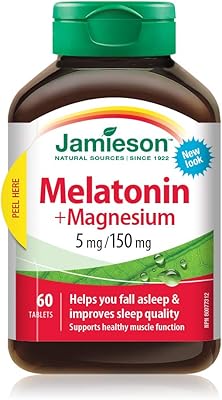 Jamieson mélatonine avec magnésium 5 mg/150 mg, 60 comprimés
