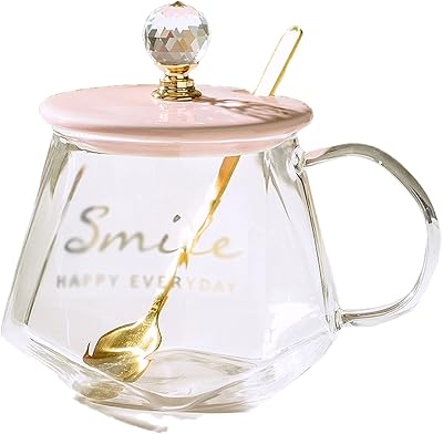 Verres à eau lot de 2 tasses en verre avec couvercle