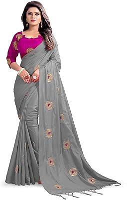 Kfgroup sari de mariage ethnique indien brodé en papier et soie pour femme