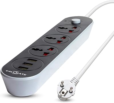 Prise de courant calmette 3 ports avec 3 ports de chargement usb