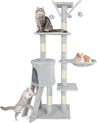 Arbre à chat plusieurs niveaux nikomi® arbre de 145 cm griffoir pour niveaux