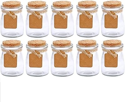 Mini bouteilles décoratives en verre avec couvercles en liège - 10 pièces, mini