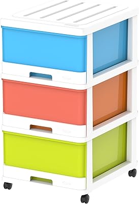 Armoire de rangement en plastique cosmoplast avec 3 tiroirs et roulettes, blanc, tiroirs