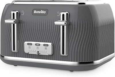 Grille-pain 4 tranches à fente large à levage élevé breville flo | gris