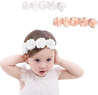 Bandeaux couronne de fleurs pour nouveau-né pour anniversaire 4-24 mois 2 pièces