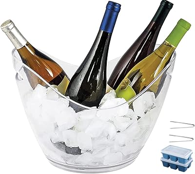 Seau à glace en acrylique rouge vin doré clair 4l avec pince à