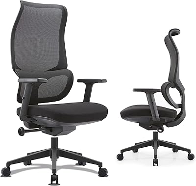 Chaise d'ordinateur de bureau ergonomique dakian, siège large avec grand appui-tête, chaise