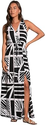 Robe longue à bretelles et col en v profond pour femme