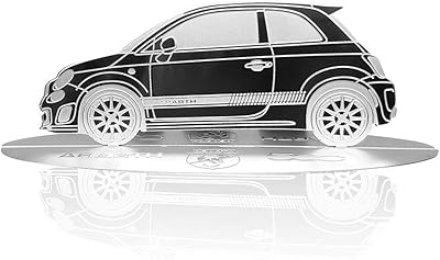 4r quattroerre.it fiat 500 abarth acier inoxydable modèle silhouette noir, noir, taille unique
