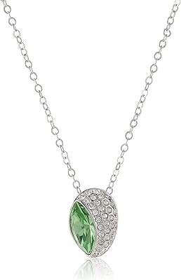 Collier plaqué or blanc 18 carats parsemé de cristaux swarovski verts, swr-392, taille