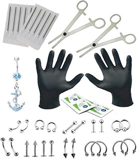 Skido 1 ensemble/36 pièces langue sourcil nez ventre corps piercing boucles d'oreilles pince
