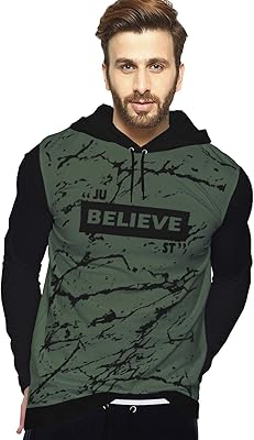 T-shirt à capuche manches longues pour hommes bleve | imprimé