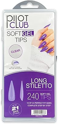 Bouts d'ongles en gel souple pilot club (240 pièces, transparents)