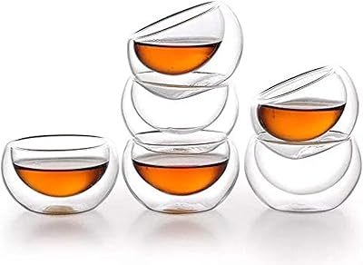 Un ensemble de 10 tasses à thé double couche en verre transparent, au
