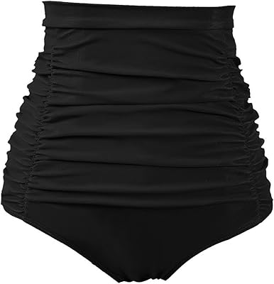 Bas de bikini taille haute à volants pour femme