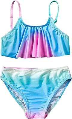 Maillot de bain deux pièces pour fille, joli imprimé léopard, croisé à fleurs