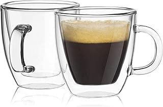 Tasse à café transparente à double paroi en verre borosilicaté, taille de tasse