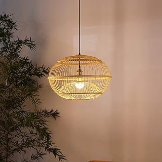 Lampe japonaise en bambou zen salon de thé hôtel d'étude e27