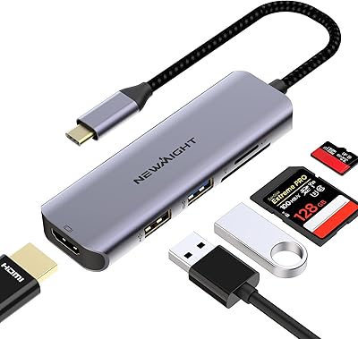 Adaptateur multiport usb c hub, newmight 5 en 1 usb c vers hdmi