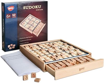 Jeu de société sudoku en bois avec tiroir - avec livre de 100