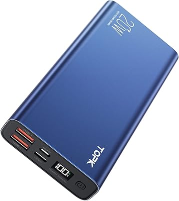 Topk power bank, 20 w usb c charge rapide 20 000 mah, batterie