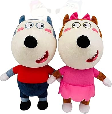 2 pièces de jouets en peluche de dessin animé anglais wolfo et lucy
