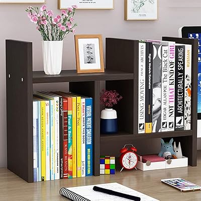 Organisateur de bibliothèque de bureau en bambou narcissus étagère d'affichage réglable en bois