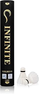 Volant de badminton en plumes d'oie infinies avec une grande durabilité, stabilité et contrôle, adapté aux joueurs de niveau intermédiaire et aux sessions en club, 12 pièces par tube, doré s. Diaytar : Qualité professionnelle, prix grand public