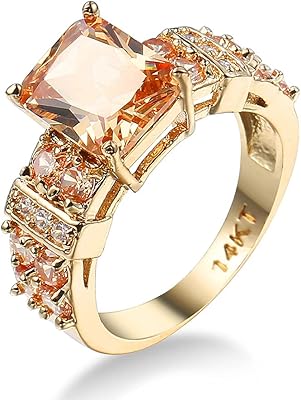 Dcfs hie bagues carrées en plaqué or jaune 14 carats avec oxyde