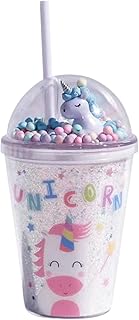 Bouteille d'eau licorne avec bulles colorées et couvercle véritable 3d tasse en paille