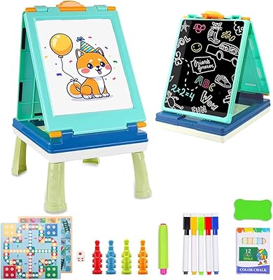 Chevalet de table 5 en 1 pour enfants avec tableau noir et lettres