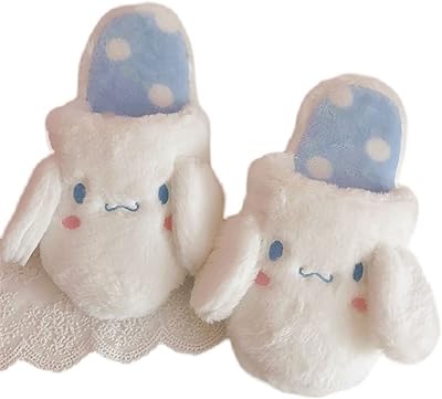 Mignons pantoufles en laine moelleuses cinnamoroll de dessin animé kawaii pour femmes