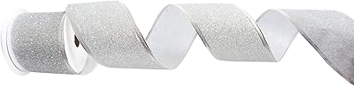 Paperbgspen ruban argenté, ruban filaire à paillettes de 2,5 pouces, ruban de noël