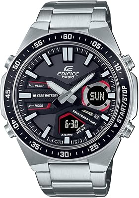 Montre analogique-numérique edifice efv-c110d-1a4vdf avec cadran et bracelet noirs pour homme, noir, bracelet